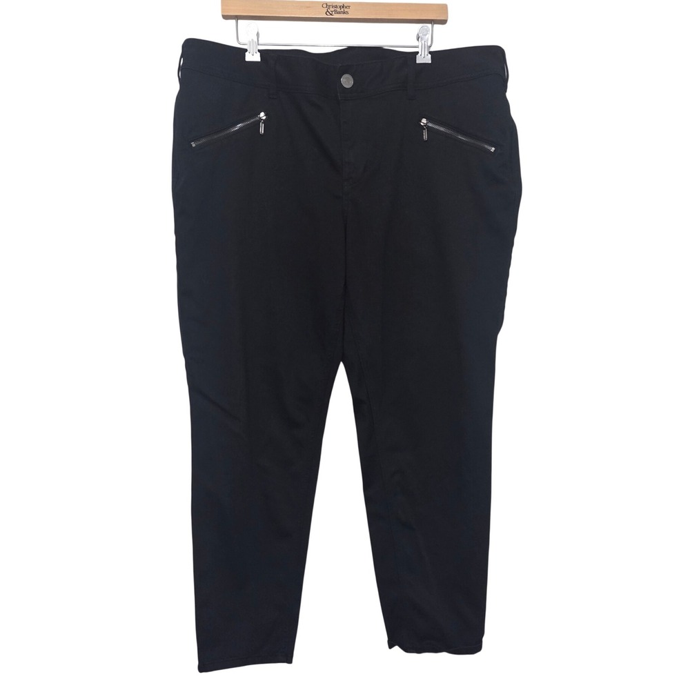 Lane Bryant Women's Black Chino Pants‎ Zipper Pockets Size 22 Stretch Trousers